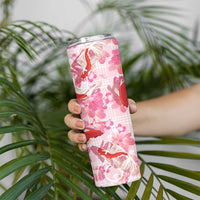 Pink Palaka Hawaii Aloha Skinny Tumbler Koi Pond Mix Sakura - Polynesian Pride