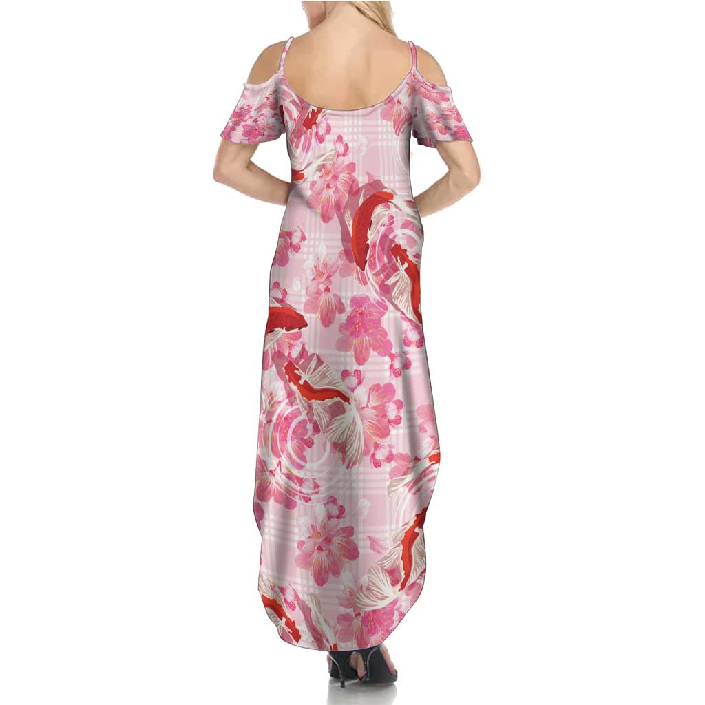 Pink Palaka Hawaii Aloha Summer Maxi Dress Koi Pond Mix Sakura - Polynesian Pride
