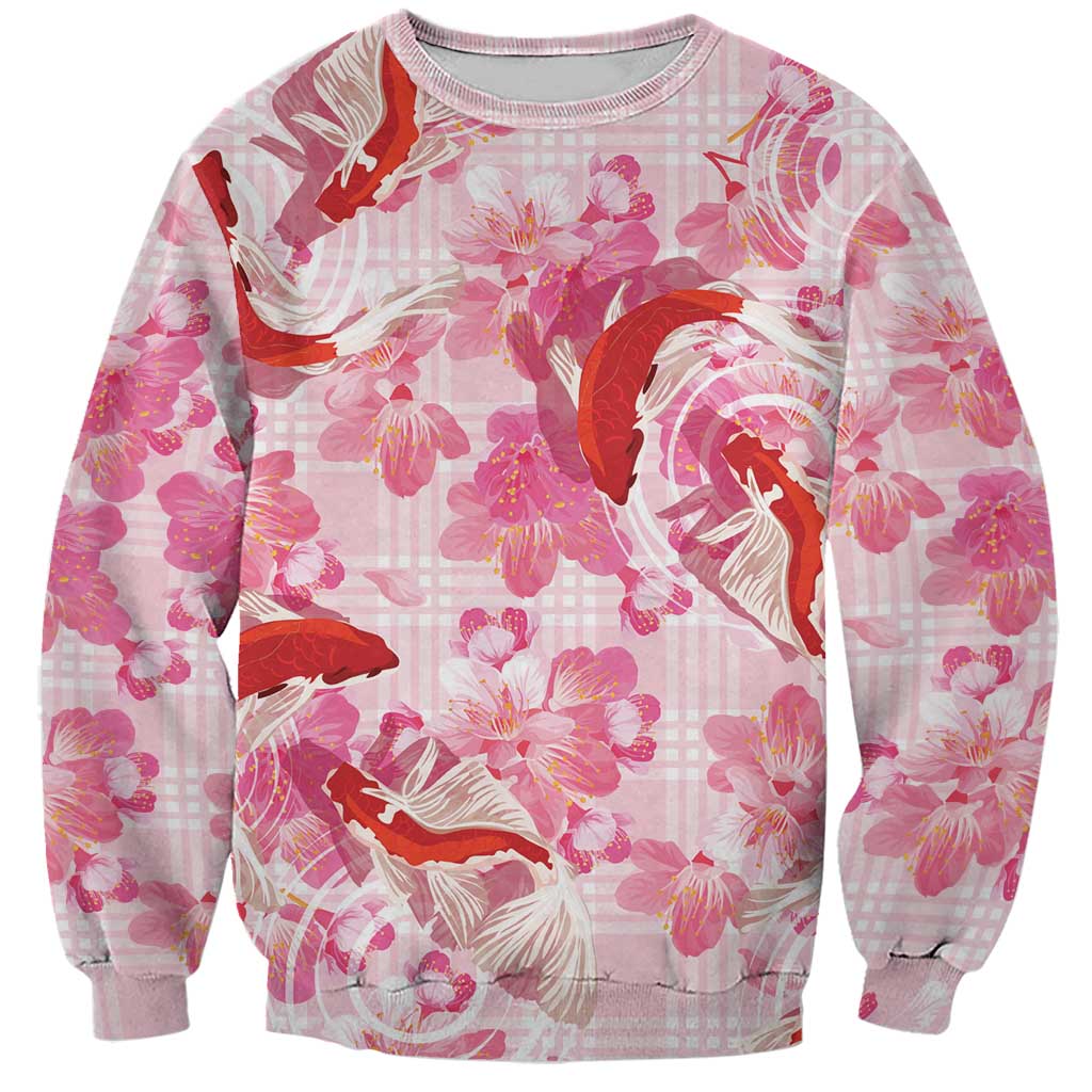 Pink Palaka Hawaii Aloha Sweatshirt Koi Pond Mix Sakura - Polynesian Pride