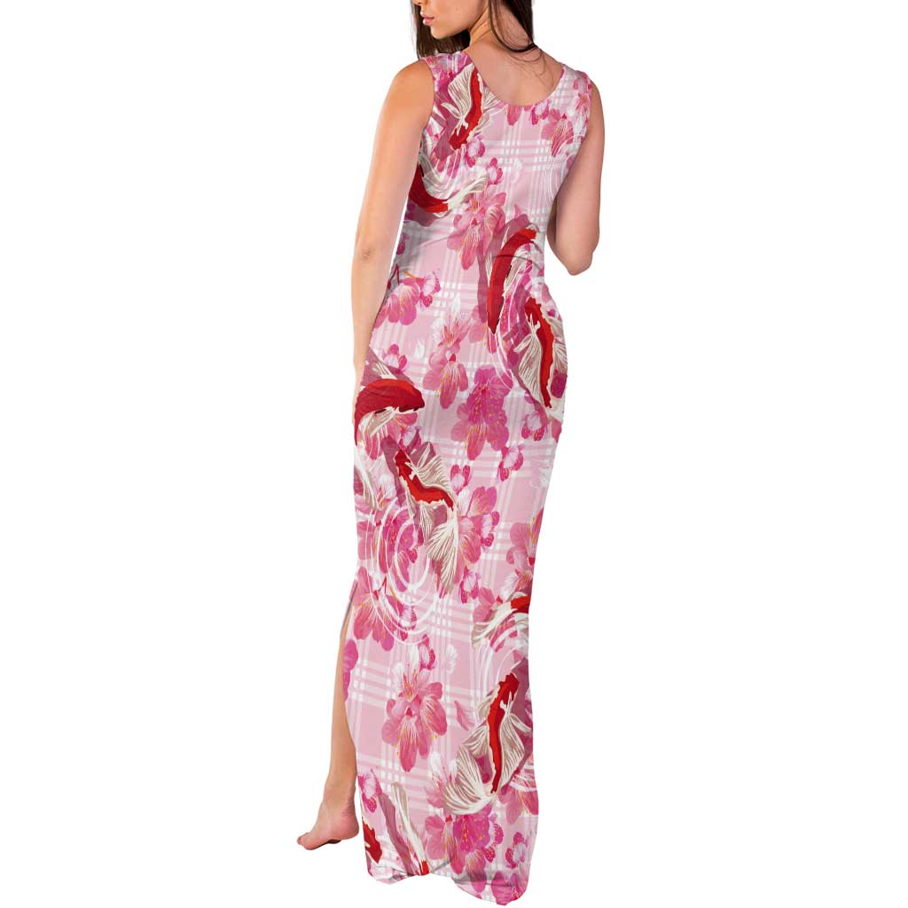 Pink Palaka Hawaii Aloha Tank Maxi Dress Koi Pond Mix Sakura - Polynesian Pride