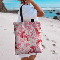 Pink Palaka Hawaii Aloha Tote Bag Koi Pond Mix Sakura - Polynesian Pride