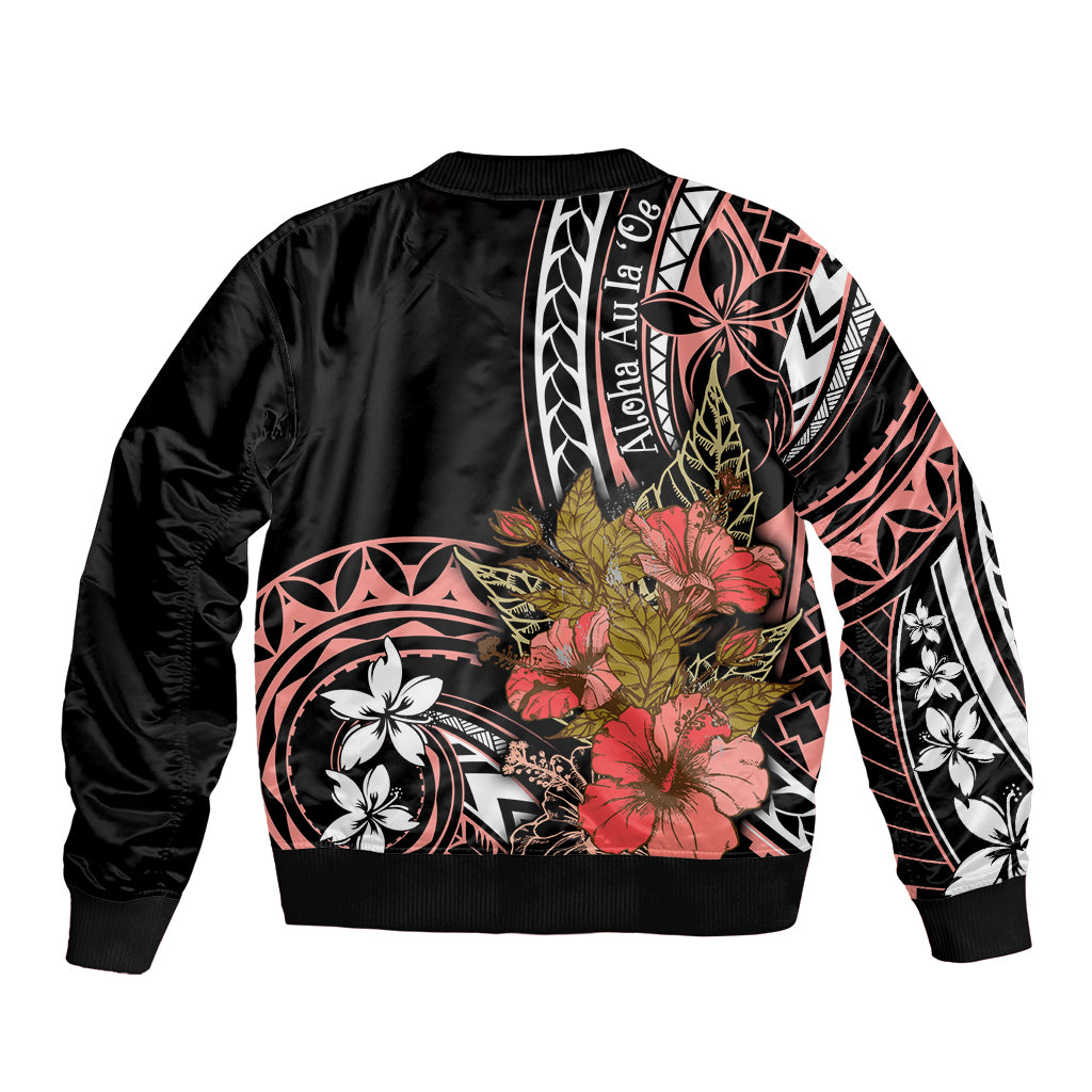 Hawaii Valentine Bomber Jacket Plumeria Aloha Wau Ia Oe LT7 - Polynesian Pride