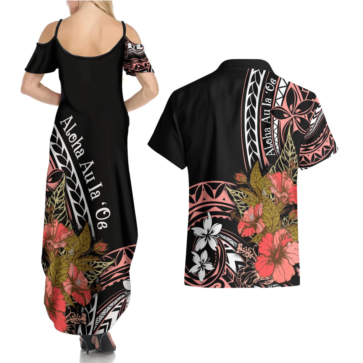 Hawaii Valentine Couples Matching Summer Maxi Dress and Hawaiian Shirt Plumeria Aloha Wau Ia Oe LT7 - Polynesian Pride