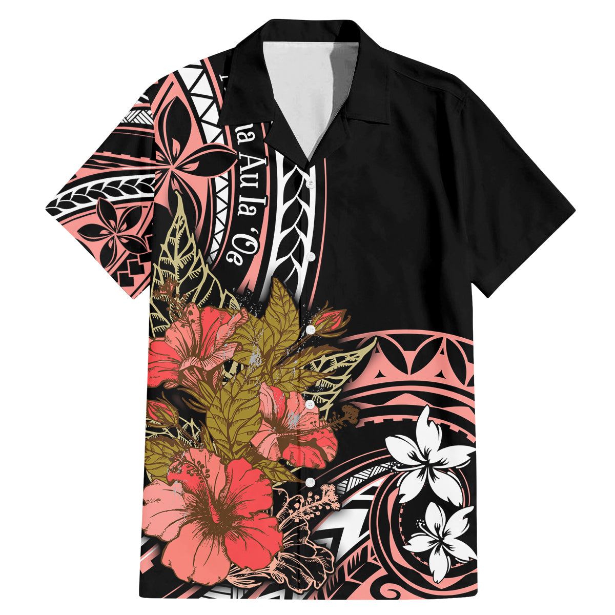 Hawaii Valentine Family Matching Mermaid Dress and Hawaiian Shirt Plumeria Aloha Wau Ia Oe LT7 Dad's Shirt - Short Sleeve Pink - Polynesian Pride