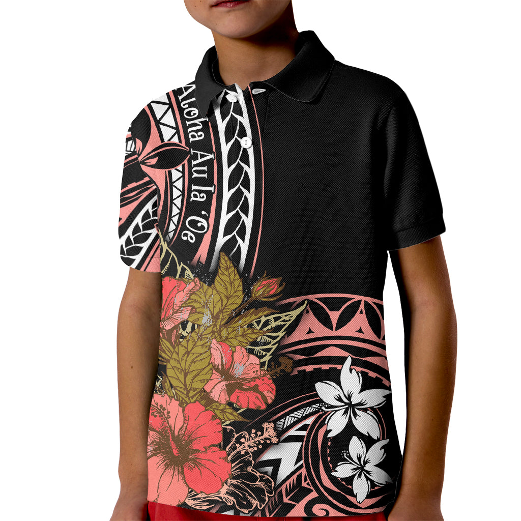 Hawaii Valentine Kid Polo Shirt Plumeria Aloha Wau Ia Oe LT7 Kid Pink - Polynesian Pride