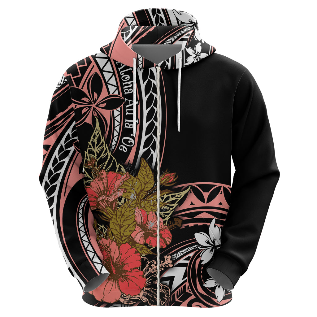Hawaii Valentine Zip Hoodie Plumeria Aloha Wau Ia Oe LT7 - Polynesian Pride