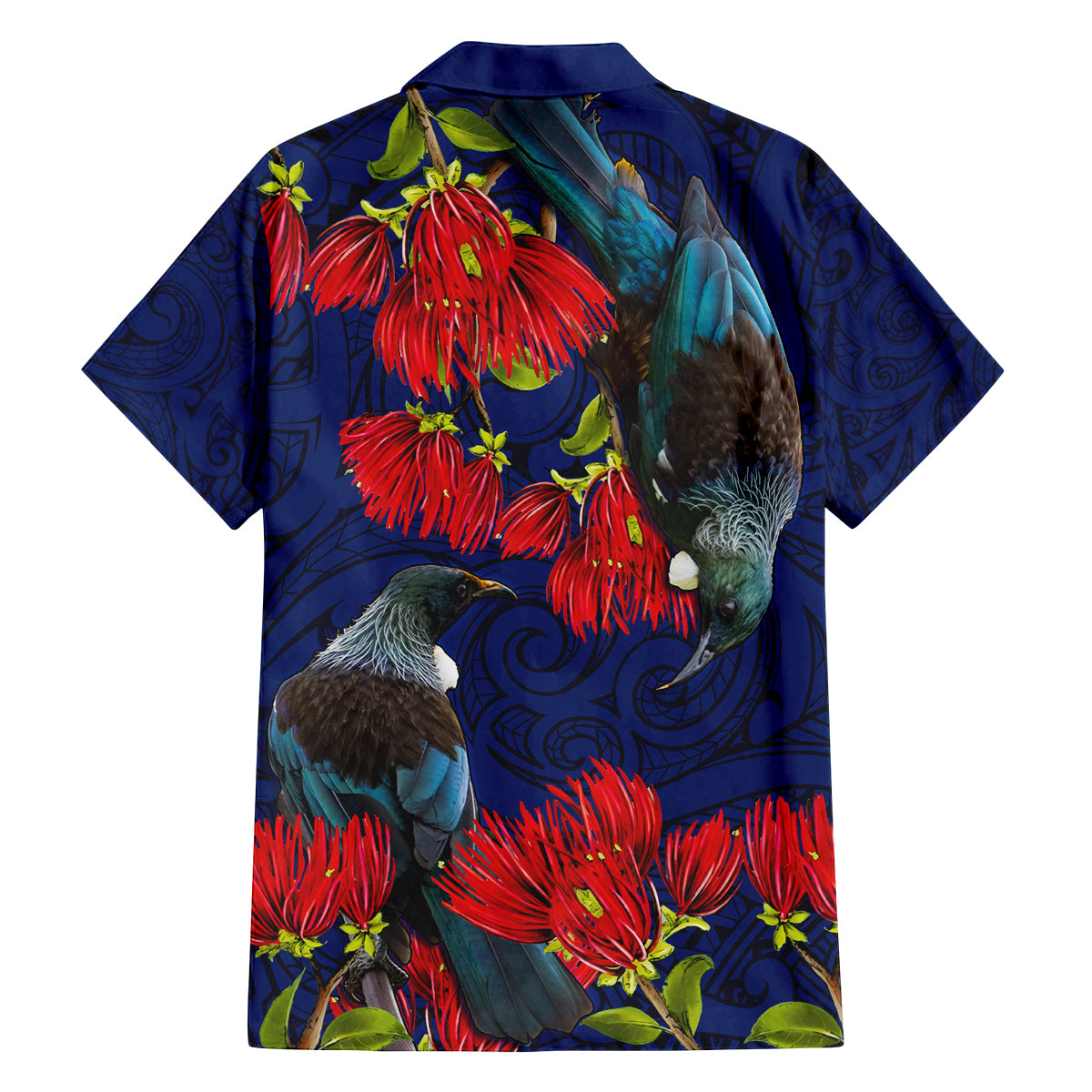 New Zealand Family Matching Off Shoulder Maxi Dress and Hawaiian Shirt Tui Couple with Pohutukawa LT7 - Polynesian Pride