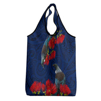 New Zealand Grocery Bag Tui Couple with Pohutukawa