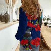 New Zealand Women Casual Shirt Tui Couple with Pohutukawa LT7 - Polynesian Pride