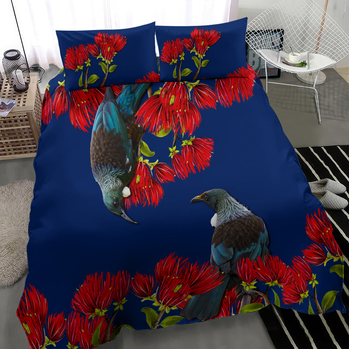 New Zealand Pohutukawa with Tui Birds Bedding Set Version 2 LT7 - Polynesian Pride