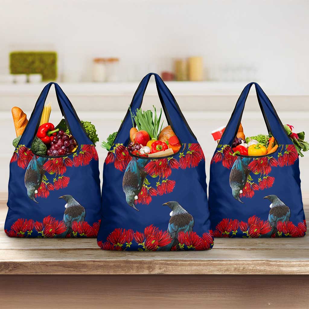 New Zealand Pohutukawa with Tui Birds Grocery Bag Version 2