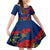 New Zealand Pohutukawa with Tui Birds Kid Short Sleeve Dress Version 2 LT7 KID Blue - Polynesian Pride