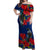 New Zealand Pohutukawa with Tui Birds Off Shoulder Maxi Dress Version 2 LT7 Women Blue - Polynesian Pride