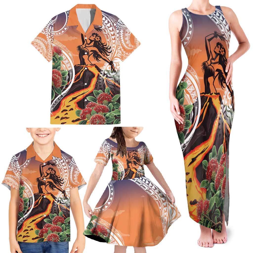 Hawaii Women's Day Tribal Family Matching Tank Maxi Dress and Hawaiian Shirt Pele Honua Mea
