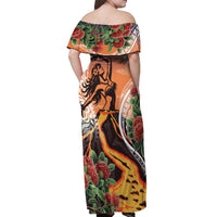 Hawaii Women's Day Tribal Off Shoulder Maxi Dress Pele Honua Mea