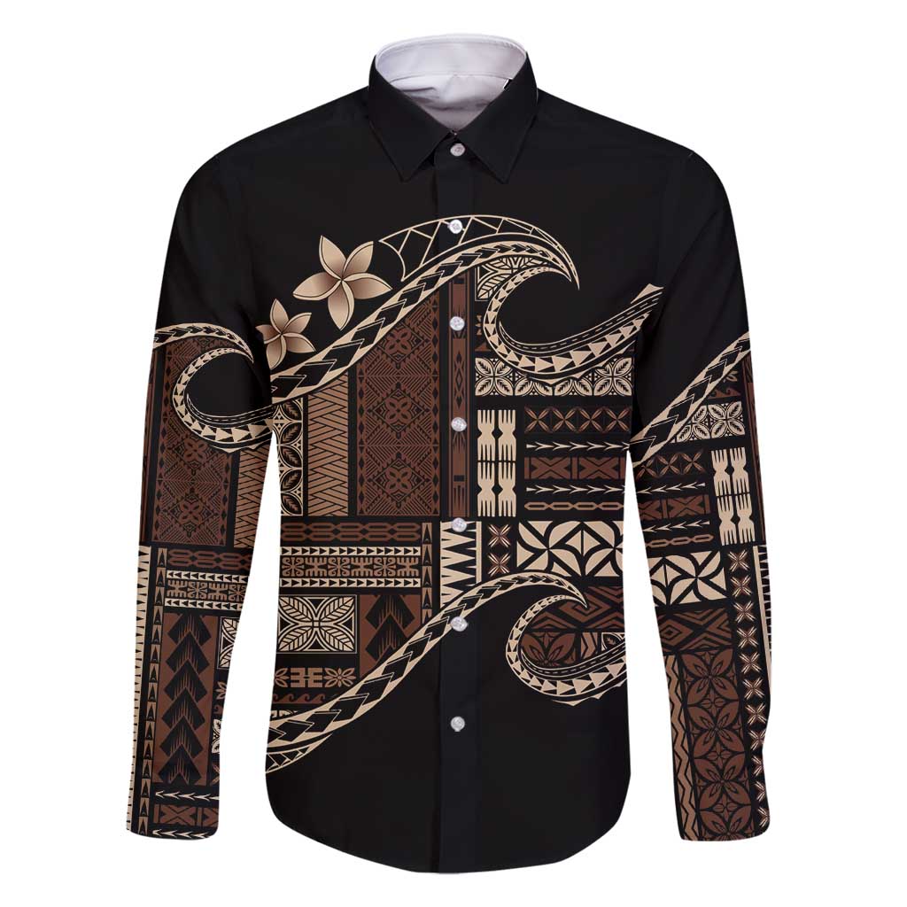 Samoa Siapo Mamanu Family Matching Long Sleeve Bodycon Dress and Hawaiian Shirt Waves Motifs