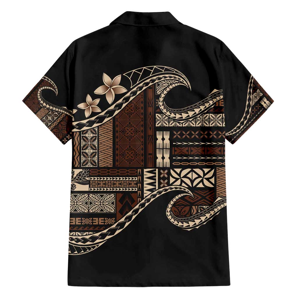 Samoa Siapo Mamanu Family Matching Puletasi and Hawaiian Shirt Waves Motifs