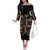 Samoa Siapo Mamanu Off The Shoulder Long Sleeve Dress Waves Motifs