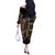 Samoa Siapo Mamanu Off The Shoulder Long Sleeve Dress Waves Motifs