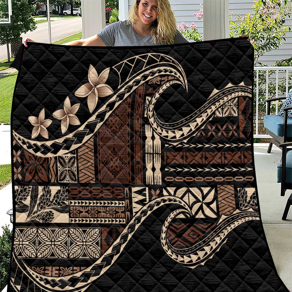 Samoa Siapo Mamanu Quilt Waves Motifs LT7 Black - Polynesian Pride