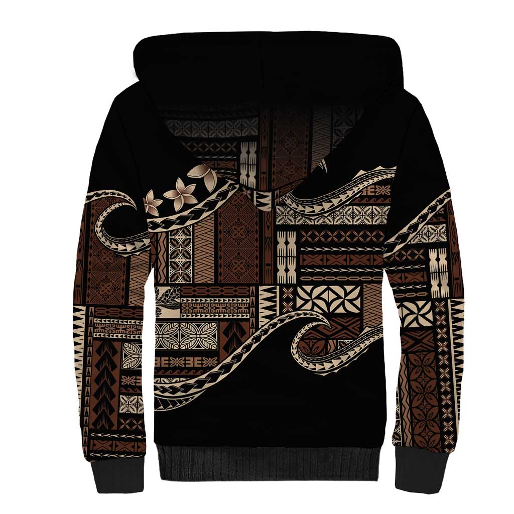 Samoa Siapo Mamanu Sherpa Hoodie Waves Motifs