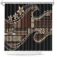 Samoa Siapo Mamanu Shower Curtain Waves Motifs LT7 Black - Polynesian Pride