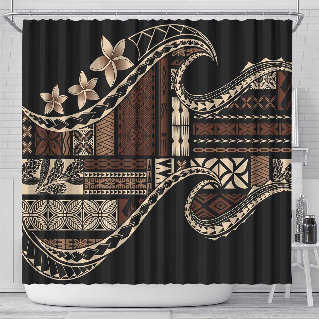Samoa Siapo Mamanu Shower Curtain Waves Motifs LT7 - Polynesian Pride