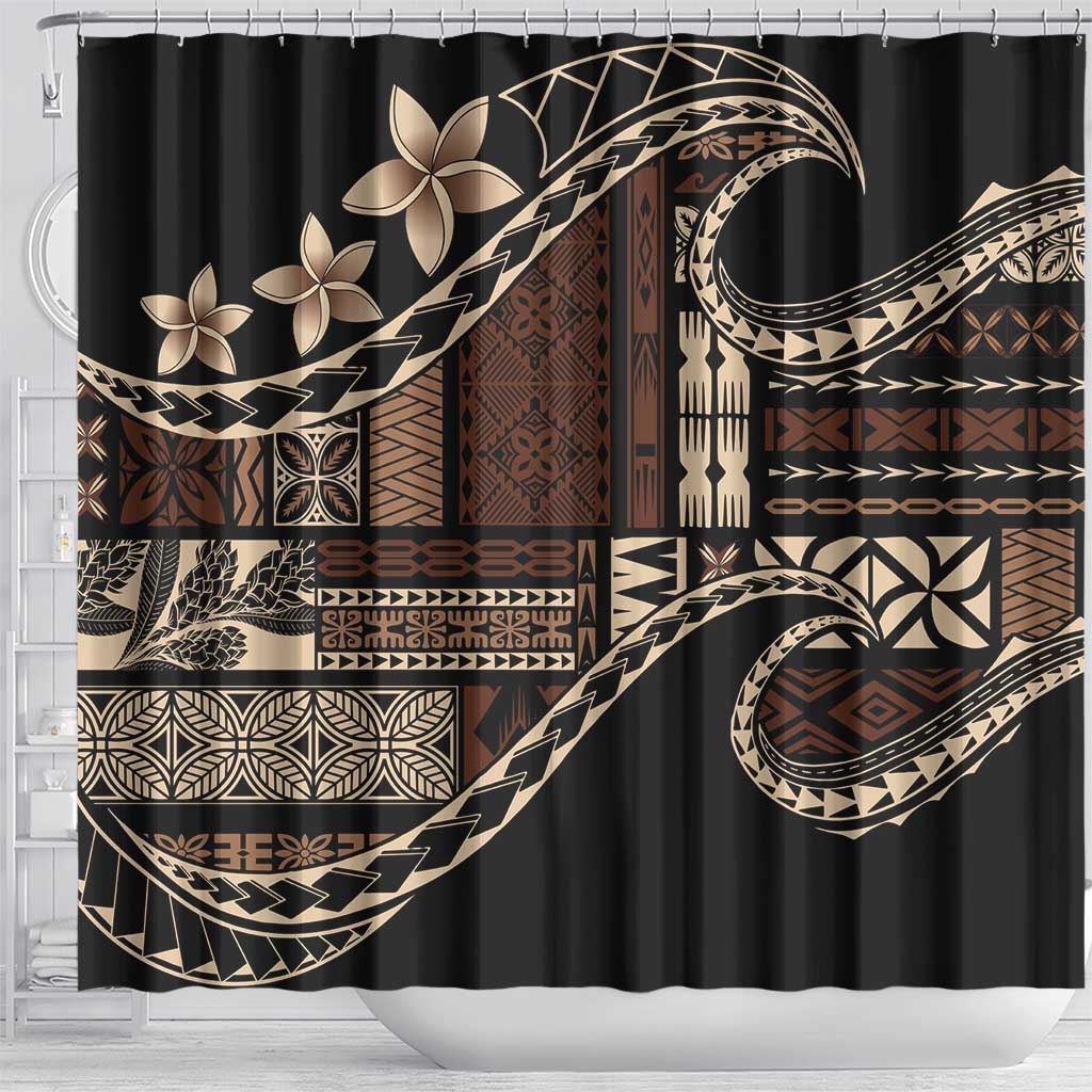 Samoa Siapo Mamanu Shower Curtain Waves Motifs LT7 - Polynesian Pride