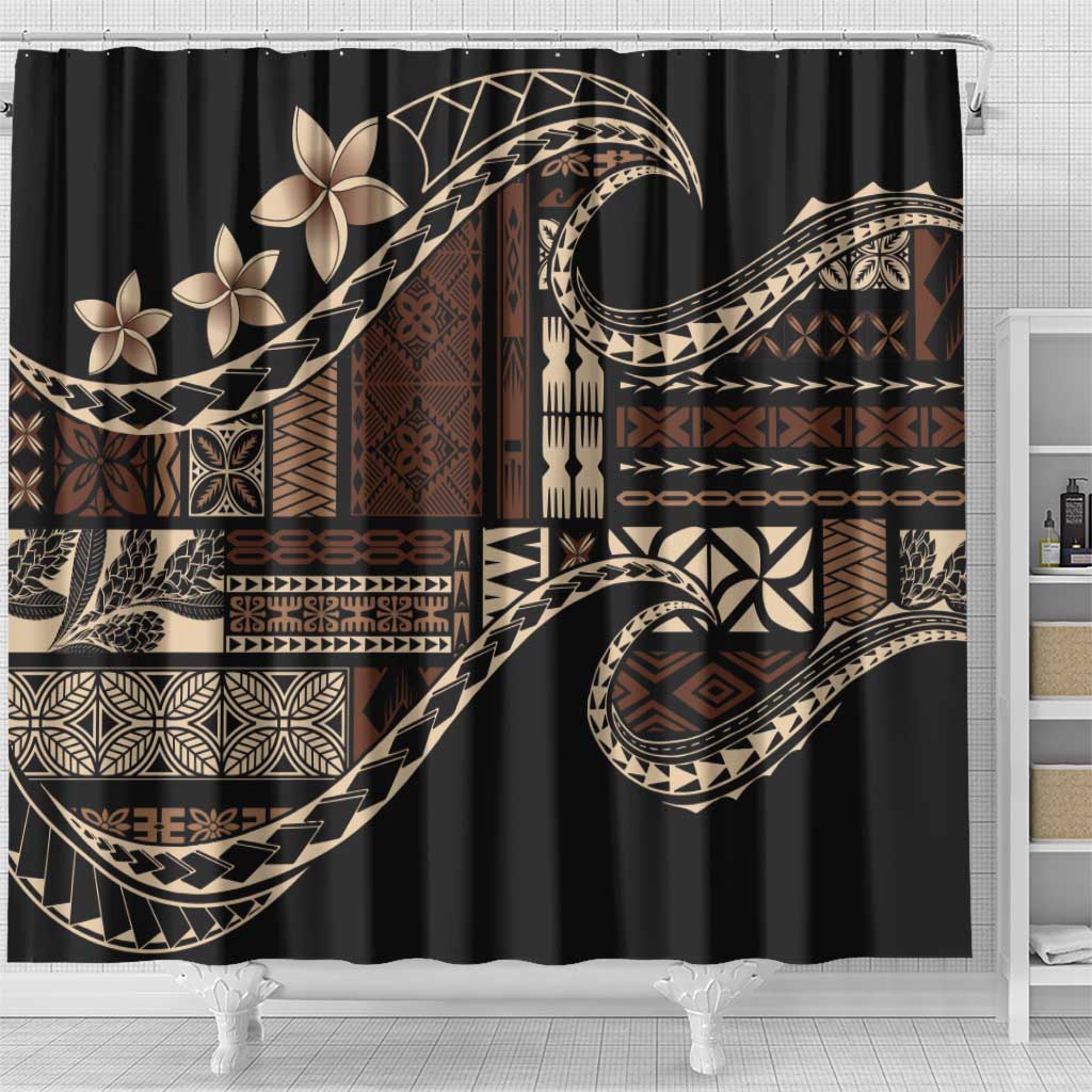 Samoa Siapo Mamanu Shower Curtain Waves Motifs LT7 - Polynesian Pride