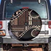 Samoa Siapo Mamanu Spare Tire Cover Waves Motifs LT7 Black - Polynesian Pride