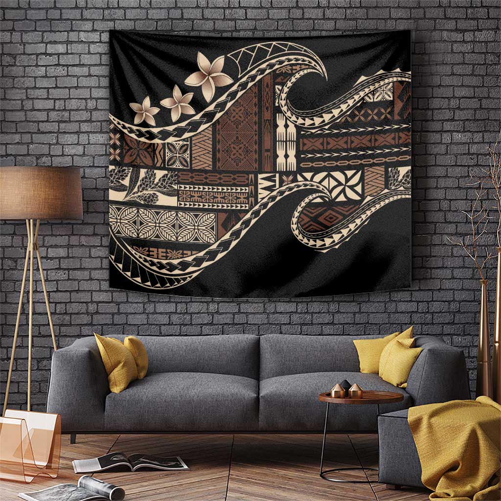 Samoa Siapo Mamanu Tapestry Waves Motifs LT7 Black - Polynesian Pride