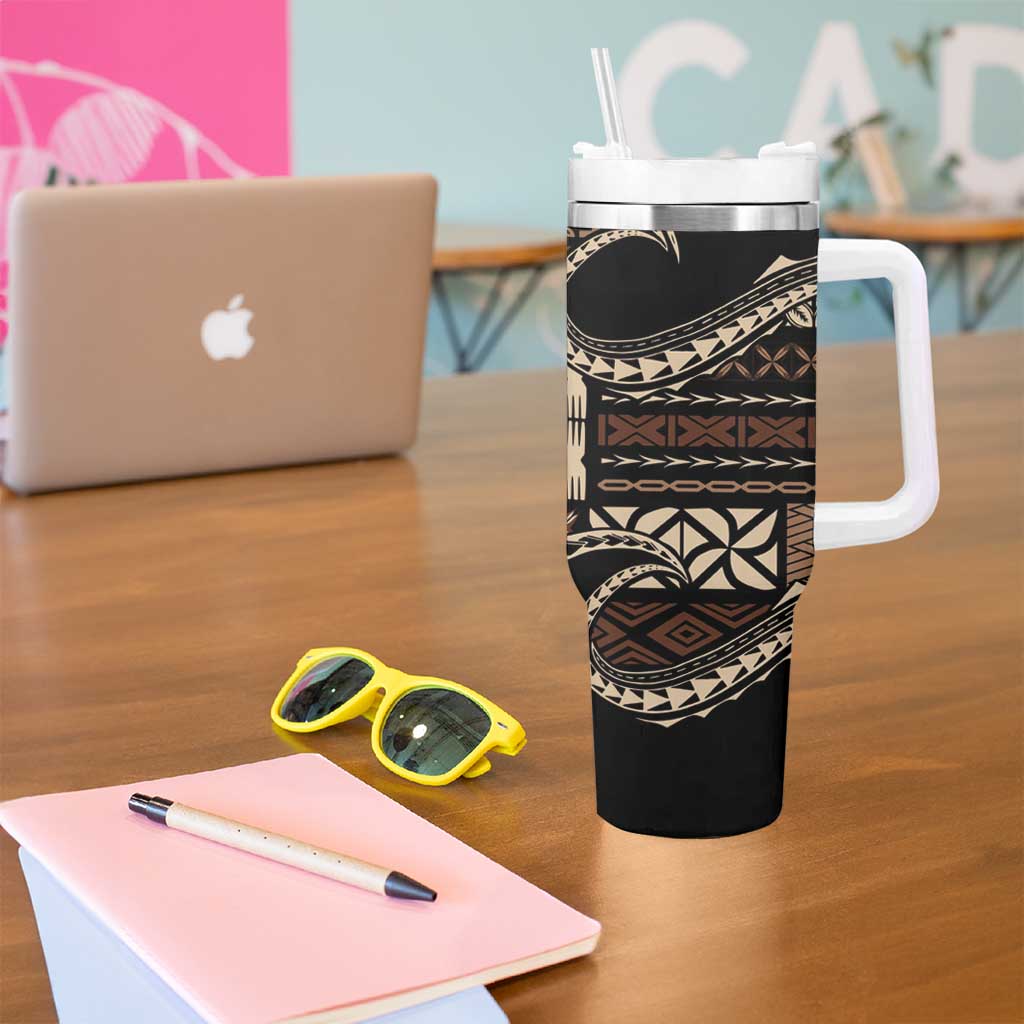Samoa Siapo Mamanu Tumbler With Handle Waves Motifs