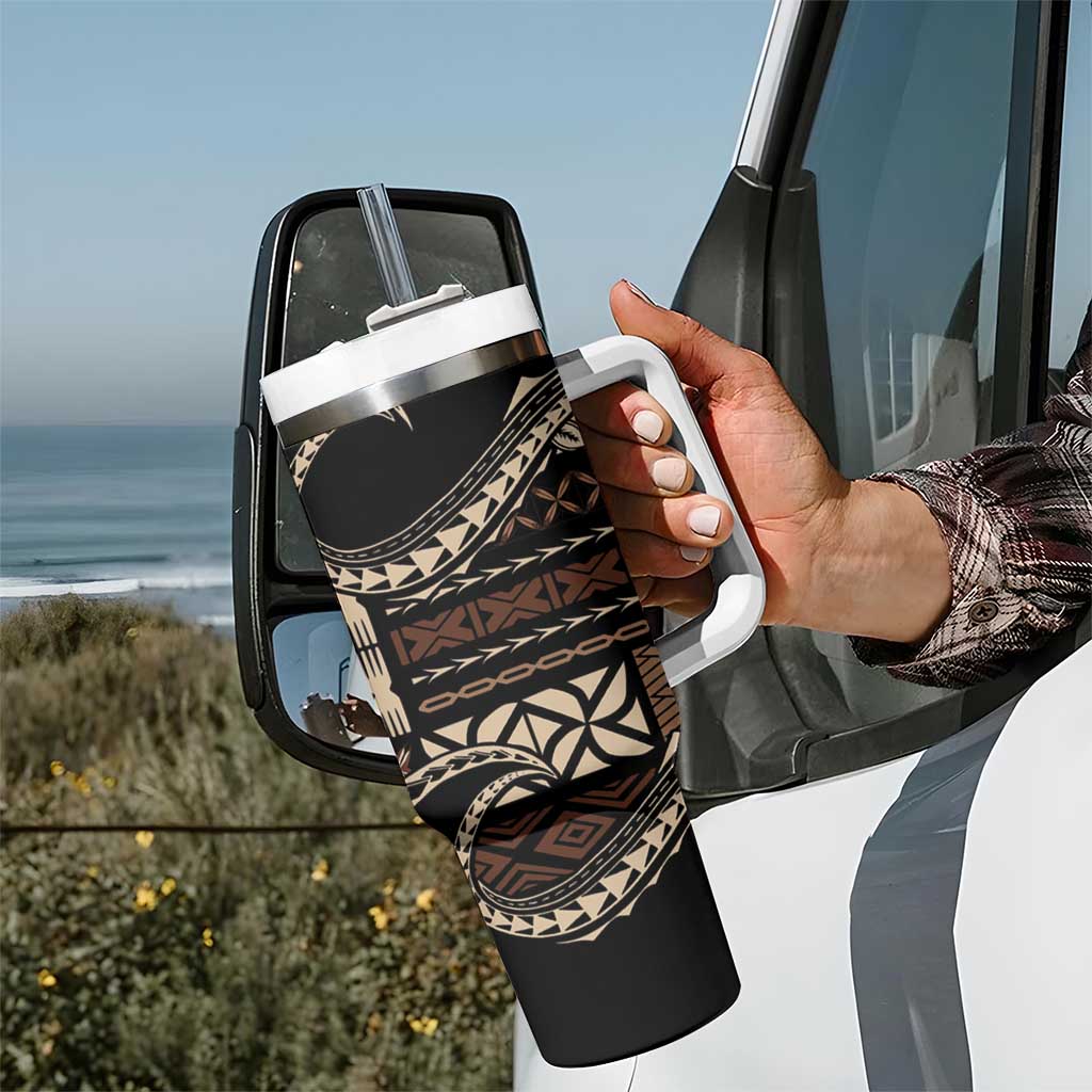 Samoa Siapo Mamanu Tumbler With Handle Waves Motifs