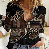 Samoa Siapo Mamanu Women Casual Shirt Waves Motifs