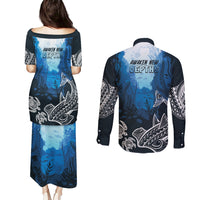 World Ocean Day Pasifika Couples Matching Puletasi and Long Sleeve Button Shirt Awaken New Depths