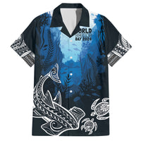 World Ocean Day Pasifika Family Matching Short Sleeve Bodycon Dress and Hawaiian Shirt Awaken New Depths LT7 Dad's Shirt - Short Sleeve Blue - Polynesian Pride