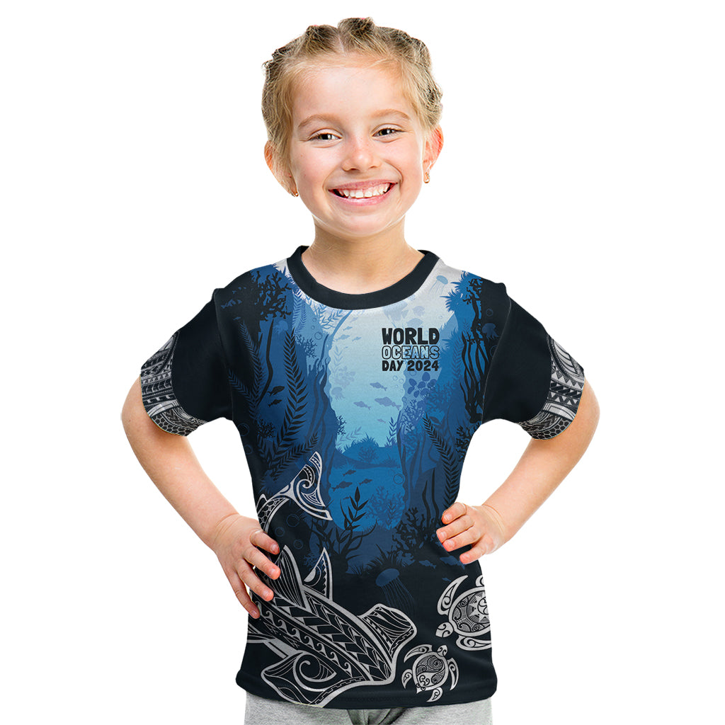 World Ocean Day Pasifika Kid T Shirt Awaken New Depths LT7 Blue - Polynesian Pride