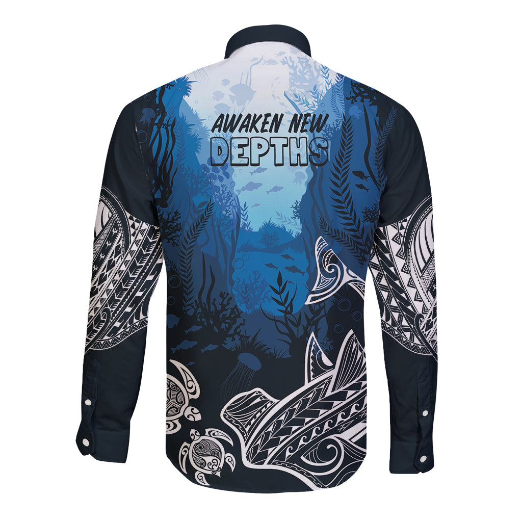 World Ocean Day Pasifika Long Sleeve Button Shirt Awaken New Depths