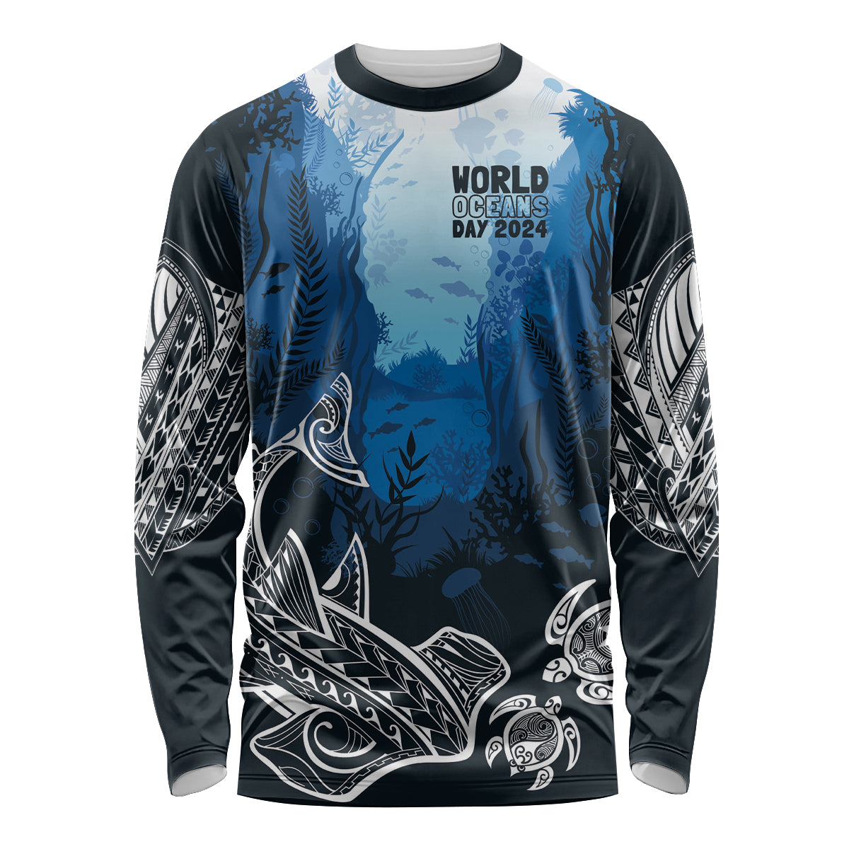 World Ocean Day Pasifika Long Sleeve Shirt Awaken New Depths LT7 Unisex Blue - Polynesian Pride