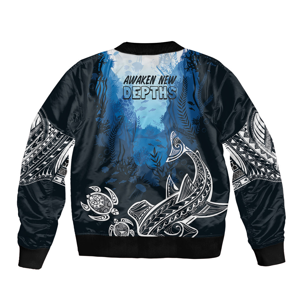 World Ocean Day Pasifika Sleeve Zip Bomber Jacket Awaken New Depths