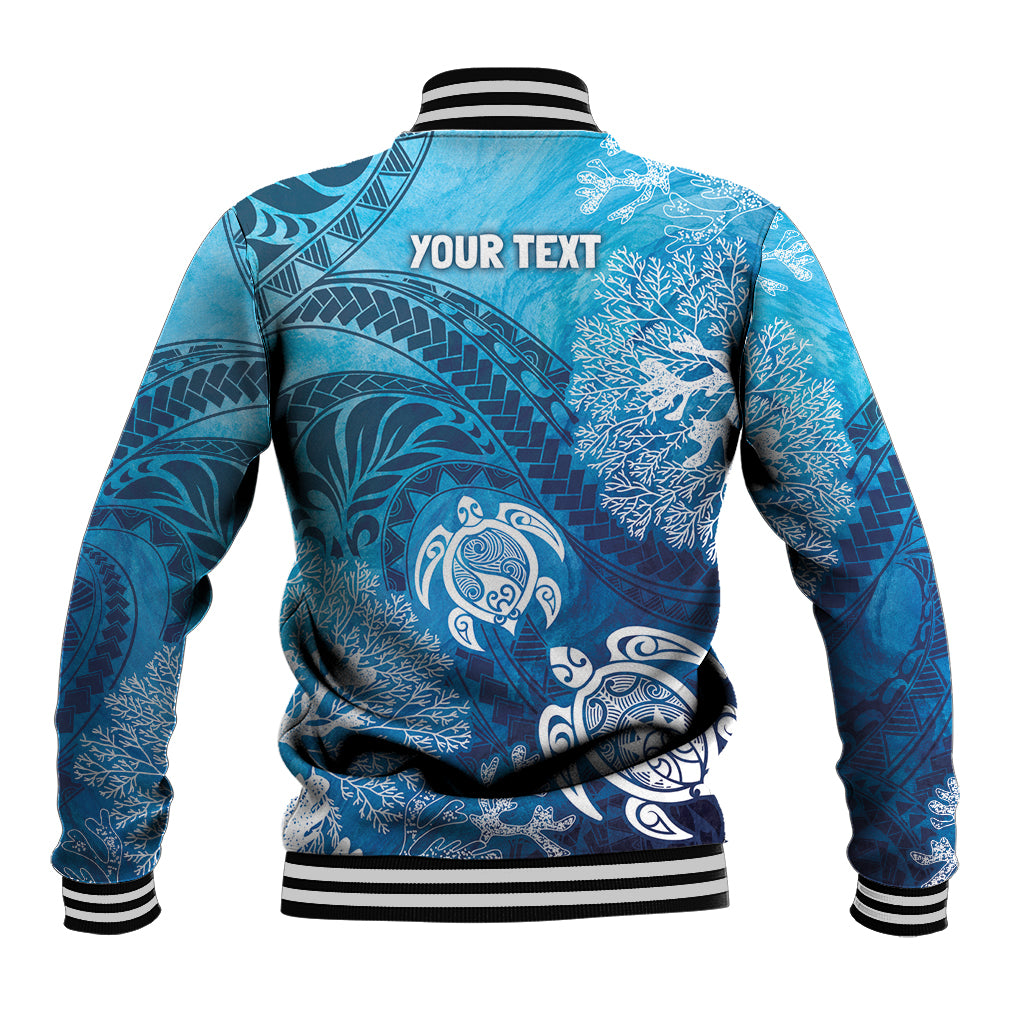 Hawaii World Ocean Day Baseball Jacket Kakau Turtles