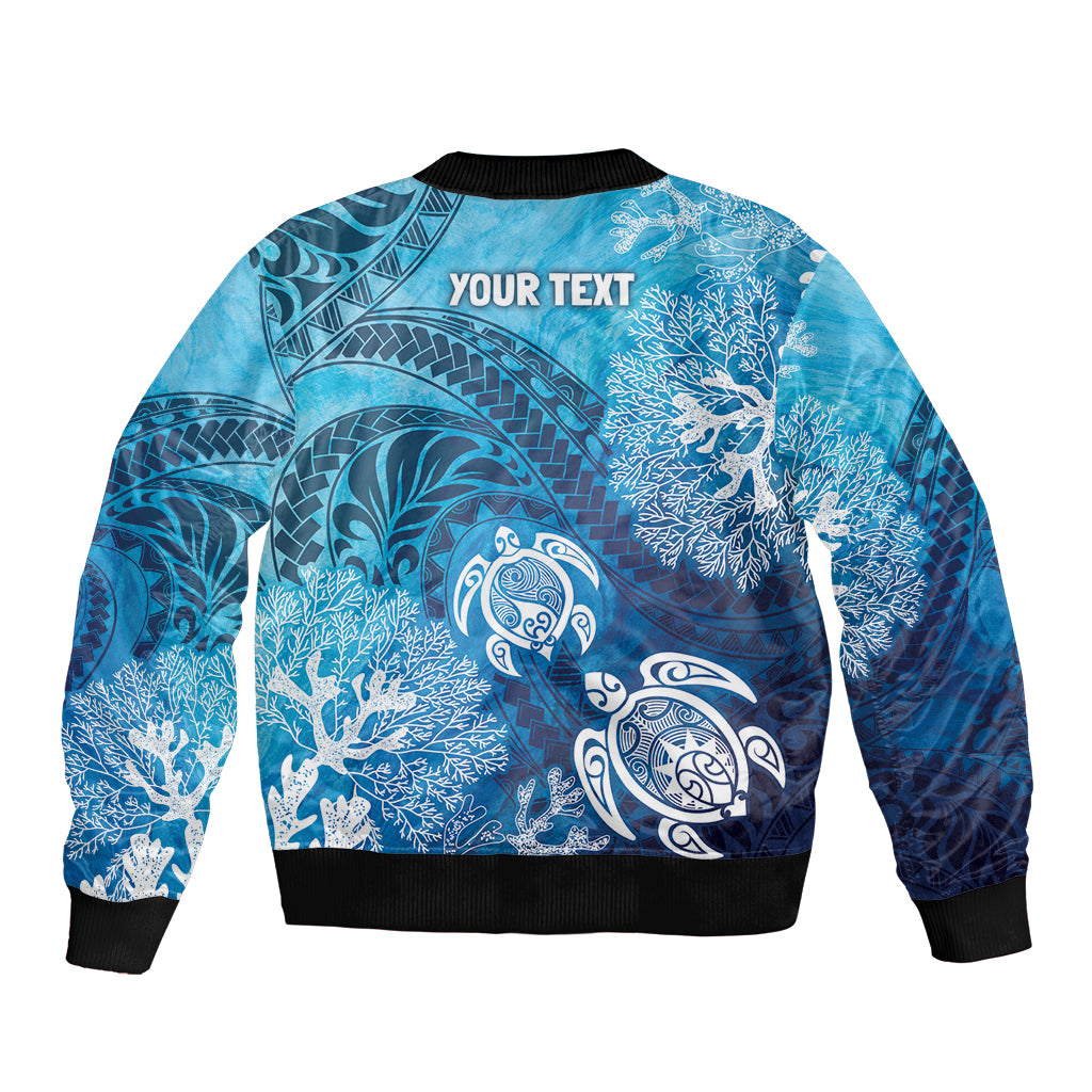 Hawaii World Ocean Day Bomber Jacket Kakau Turtles