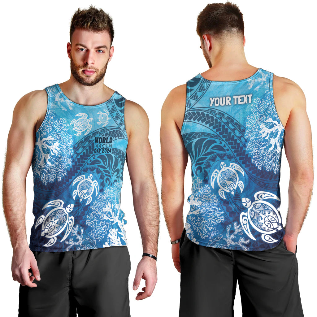 Hawaii World Ocean Day Men Tank Top Kakau Turtles