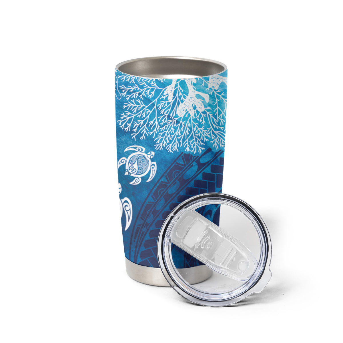Hawaii World Ocean Day Tumbler Cup Kakau Turtles