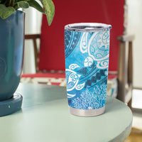 Hawaii World Ocean Day Tumbler Cup Kakau Turtles