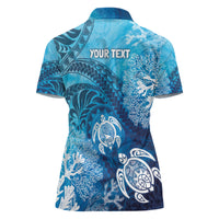 Hawaii World Ocean Day Women Polo Shirt Kakau Turtles