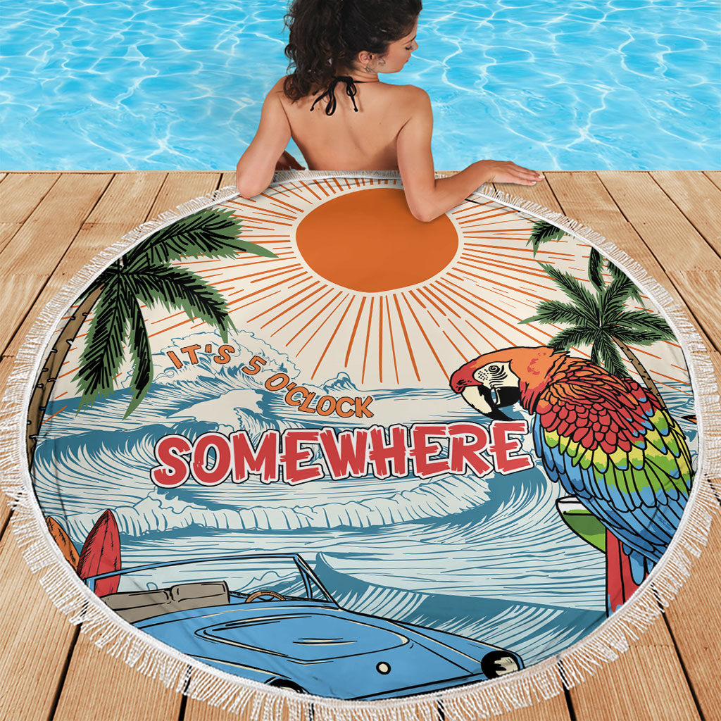 Summer Holiday It's 5 o'clock Somewhere Vintage Hawaii Beach Blanket