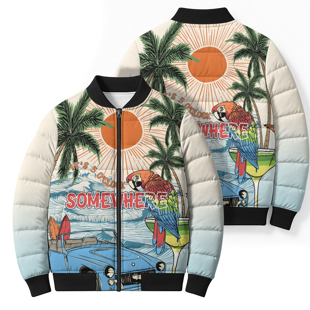 Summer Holiday It's 5 o'clock Somewhere Vintage Hawaii Bomber Puffer Jacket