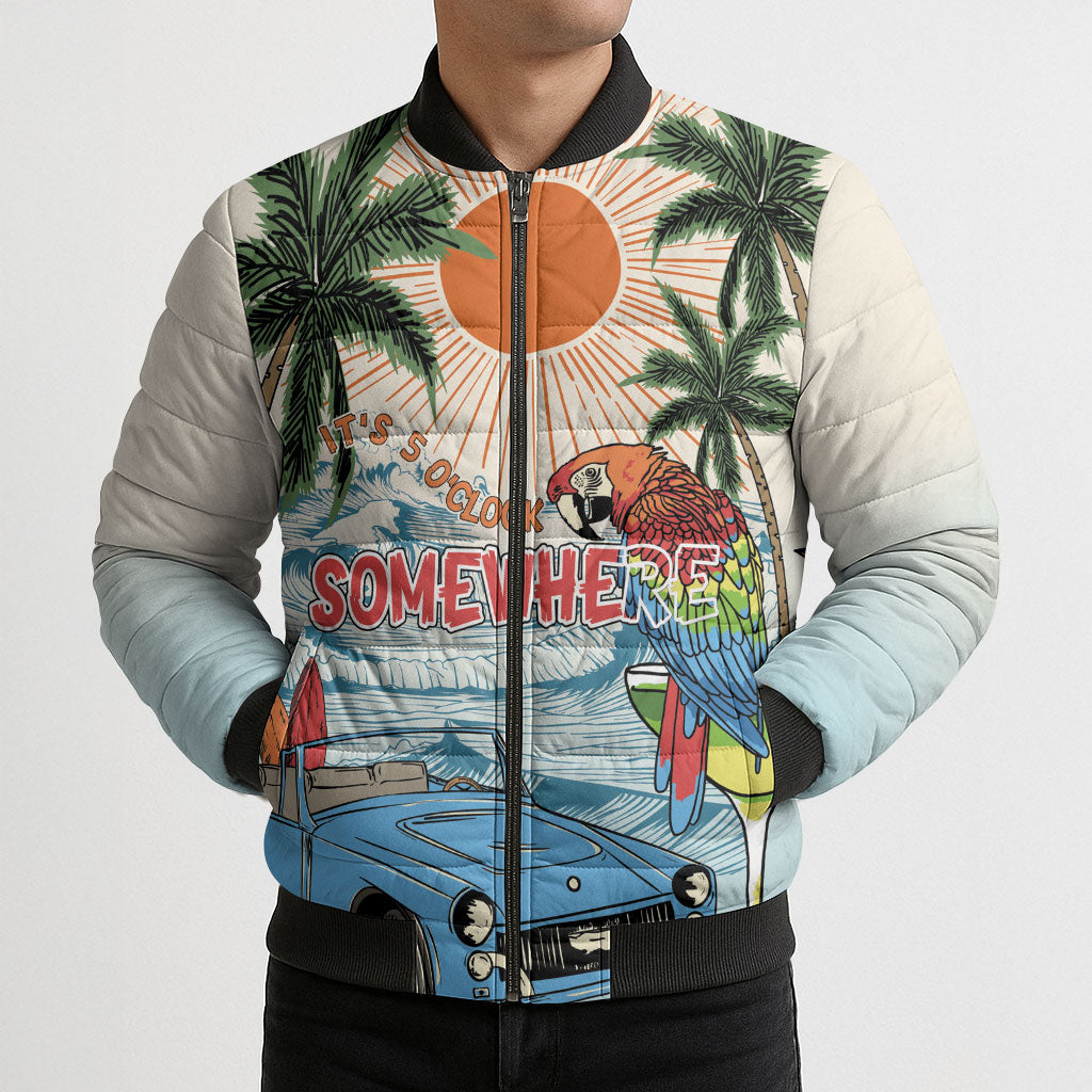Summer Holiday It's 5 o'clock Somewhere Vintage Hawaii Bomber Puffer Jacket