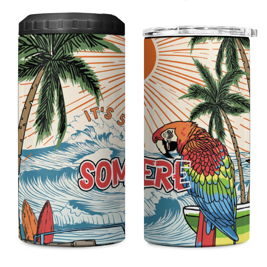 Summer Holiday It's 5 o'clock Somewhere Vintage Hawaii 4 in 1 Can Cooler Tumbler